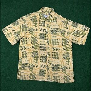 Vintage 1990s Patterned Polyester Button Up Shirt